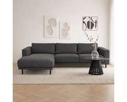 Dimehouse Moderne hoekbank met Chaise Longue Antraciet Stof Aniko links 238x142x78 cm - Stof - Modern - 238 x 142 x 93 cm