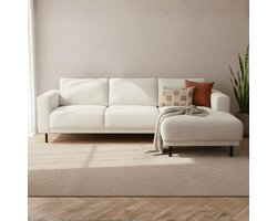 Dimehouse Moderne Hoekbank Rechts Beige Stof Aniko met Chaise Longue 238x142x78 cm - Stof - Modern - 238x88x93 cm