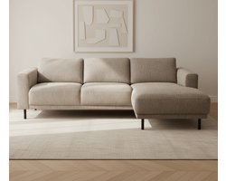 Dimehouse Moderne Hoekbank Rechts Taupe Stof Aniko met Chaise Longue 238x142x78 cm - Stof - Modern - 238 x 142 x 93 cm