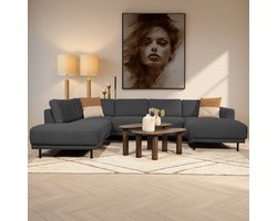 Dimehouse Moderne U-Bank hoekbank Antraciet Stof- links - 310x197x142 cm - Aniko - Stof - Modern - 310 x 197 x 93 cm