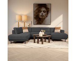 Dimehouse Moderne U-Bank hoekbank Antraciet Stof- links - 310x197x142 cm - Aniko - Stof - Modern - 310x88x93 cm
