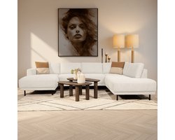 Dimehouse Moderne U-Bank Hoekbank Beige Stof - Rechts - 310x197x142 cm - Aniko - Stof - Modern - 310x88x93 cm