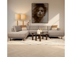 Dimehouse Moderne U-Bank Hoekbank Taupe Stof - Links - 310x197x142 cm - Aniko - Stof - Modern - 310 x 197 x 93 cm