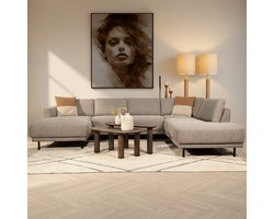 Dimehouse Moderne U-Bank Hoekbank Taupe Stof -Rechts - 310x197x142 cm - Aniko - Stof - Modern - 310 x 197 x 93 cm