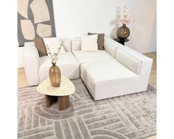 Dimehouse Modulaire hoekbank met losse hocker ecru beige linnen stof Fora - links - Linnen - Modern - 297 x 66 x 190 cm