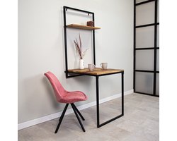 Dimehouse Opklapbare Wand Eettafel Berguna Mangohout 75x65 cm - Hout - Industrieel - Vierkant