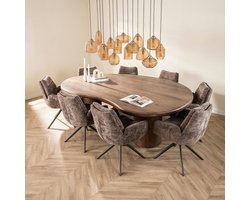 Dimehouse Organisch Vormige Eettafel Alo Acaciahout Bruin 240x160 cm - Hout - Japandi - Organisch