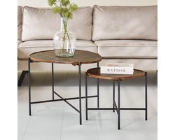 Dimehouse Organische Salontafel Set van 2 Norah Mangohout - 65 x 58 x 45 cm - Hout - Industrieel - Organisch