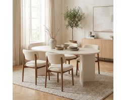Dimehouse Ovale eettafel Wit melamine - Japandi - 180x89,5x75 cm - Sota - Hout - Scandinavisch & Basic - Ovaal