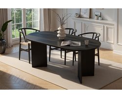 Dimehouse Ovale eettafel Zwart melamine - Japandi - 180x89,5x75 cm - Sota - Spaanplaat - Scandinavisch & Basic - Ovaal