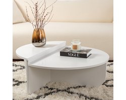 Dimehouse Ronde Salontafel Wit 85 cm Melamine Orin - 30x85x30 cm - Hout - Modern - Ovaal