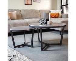 Dimehouse Salontafel Set van 2 Brady Rond Marmerlook Grijs - 69 x 69 x 43 cm - Marmer - Modern - Rond