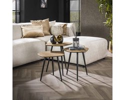 Dimehouse Salontafel set van 3 Moana metaal goud - 47 x 40 x 50 cm - Brons - Design - Organisch