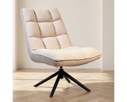 Dimehouse Scandinavische draaifauteuil beige bouclé stof 360° draaibaar Yuki - Stof - Scandinavisch & Basic