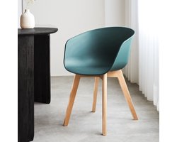 Dimehouse Scandinavische Eetkamerstoel Herning Groen – Kunststof Kuip – Beukenhouten Poten - Kunststof - Scandinavisch & Basic