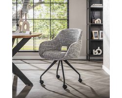 Dimehouse Set van 2 Eetkamerstoelen Met Wieltjes Springo Draaibaar Eagle Stof Staalgrijs - Eagle staalgrijs - Modern