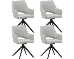 Dimehouse Set van 4 Draaibare Eetkamerstoelen Sid Lichtgrijs Stof - Met Armleuningen - Stof - Industrieel