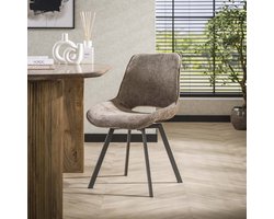 Dimehouse Set van 4 eetkamerstoelen Riviera Rich champagne draaibaar - Chenille - Scandinavisch & Basic