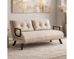 Dimehouse Slaapbank beige linnen stof 2 persoons - Sando - Linnen - Klassiek -