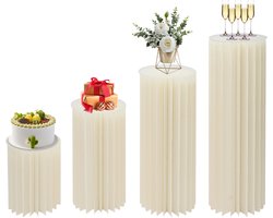 DIMICO - Bloemenstandaard bruiloft - Feest decoratie rond - Wit - Decoratie zuil - Centerpiece standaard - Opbouwbaar - 4 stuks