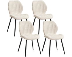 DIMICO - Eetkamerstoelen set van 4 - Beige - Eetkamer stoelen - Stoel - Keukenstoelen set van 4 - Gewatteerd - Stoffen bekleding - Modern
