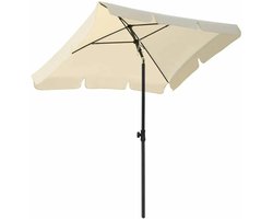 DIMICO - Parasol waterdicht - Parasols - Tuinparasol 200x125cm - Creme wit - UV-bescherming - Compact rechthoekig - Stalen frame
