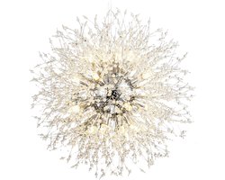 DIMICO - Plafondlamp kroonluchter - zilver - luxe hanglamp woonkamer - Kristallen lamp modern - Driekleurig LED - 220V - Decoratief