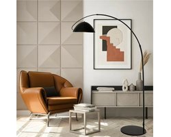 DIMICO - Staande lamp woonkamer - Ijzeren boog vloerlamp E27 - Lampen interieur - 3 kleuren LED - Dimbaar - Zwart design