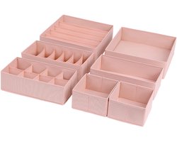 DIMJ Opbergdoos Opvouwbare Doos - Garderobekast Organisator, Kast- en Lade-organisatiesysteem voor BH's, Ondergoed, Sokken, Shirts, Speelgoed, Kantoorartikelen, 7 Stuks (Roze)