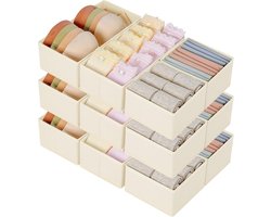 DIMJ Opbergdozen voor lade-organizer, 24 vakken, lade-organizer, opvouwbare sokken-organizer, lade-opbergsysteem, kledingorganizer voor stropdassen, riem, 2 stuks, zwart