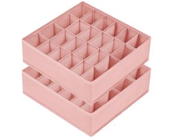 DIMJ Sokken Opbergdozen - 24 Lade Organizer, Opvouwbare Sokken Organizer, Lade Organisatie Systeem, Garderobekast Organizer voor Sokken, Stropdassen, Riemen, 2-Pack (Roze)