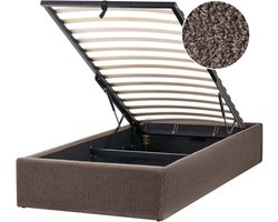 DINAN - Eenpersoonsbed - Taupe - 90 x 200 cm - Bouclé