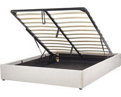 DINAN - Tweepersoonsbed - Lichtbeige - 160 x 200 cm - Polyester