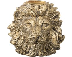 Diner kaarshouder leeuw - goud - 7x7x6 cm