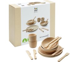 Diner Set - Houten Servies - Kinderen Spelen - Duurzaam Hout - 16 x 16 cm - Beige