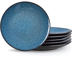 Dinerbord 6-delig, rond dinerbord Ø27,4cm gemaakt van steengoed, platte bordenset in een eenvoudige kleur, geschikt voor magnetron en vaatwasser, beste cadeau