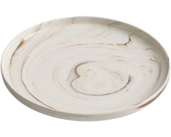 Dinerbord - Eetbord Keramiek - Dagelijks Gebruik - Uniek Marmer Patroon - 32 cm - Wit