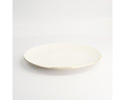 Dinerbord Golfpatroon - Porseleinen Bord - Eettafel Presentatie - Subtiele Gouden Rand - 25.5 cm Diameter - Wit