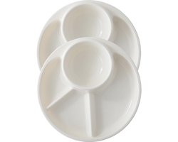 Dinerbord - Valbestendige borden met vakken - Set van 2 ronde plastic bordenIdeaal voor portiebeheersing, kamperen, buitenactiviteiten en dagelijks gebruik - 9 inch - Wit