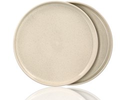 Dinerborden Set van 2 – Crème Keramische Borden 26,3 cm – Glanzend Servies met Opstaande Rand – Voor Horeca, Restaurants en Feestdagen