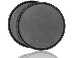 Dinerborden Set van 2 – Mat Zwarte Borden 26,3 cm Keramiek – Ronde Diner Borden met Opstaande Rand – Servies voor Horeca, Restaurants en Kersttafel
