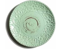 Dinerbroodborden - Keramische borden - Eten serveren - Reliëfpatronen - 20cm diameter - Groen