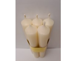 Dinerkaarsen, set van 5 - kleur creme - Hoogte 18cm - diameter 2 cm Dik