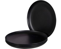 Dinersborden Set - Borden Melamine - Kamperen Buiten - Onbreekbaar Stevig - 4 Stuks - Zwart