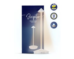 DiningGlow® Jupiter - Industrieel Wit - Oplaadbare Tafellamp LED - Dimbare Draadloze Lamp - Kleine Schemerlamp voor Binnen & Professioneel - Woonkamer, Eettafel & Slaapkamer tafel - Tafellampje Bureau - Draadloos tot 12 uur licht