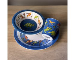Dino Dinosaurus kinder servies set melamine (bord + kom + bekertje) - Tyrrell Katz