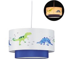 dino hanglamp - kinderkamer - babykamer - 126 x 30 cm - plafondlamp - wit-blauw