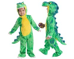 Dino Kostuum voor Baby's en Peuters - Groene T-Rex Jumpsuit voor Halloween