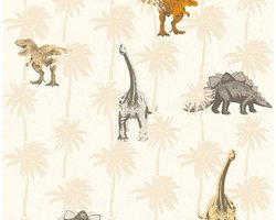 DINOSAURUS BEHANG | Kinderkamer - bruin oranje - A.S. Création Little Stars