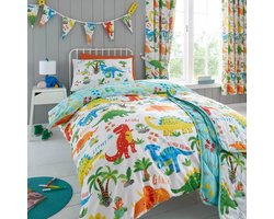 DINOSAURUS - Dekbedovertrek - Peuterbed met 1 kussensloop - Dino - juniorbed dekbed - 120 x 150 cm. - Peuter / Junior